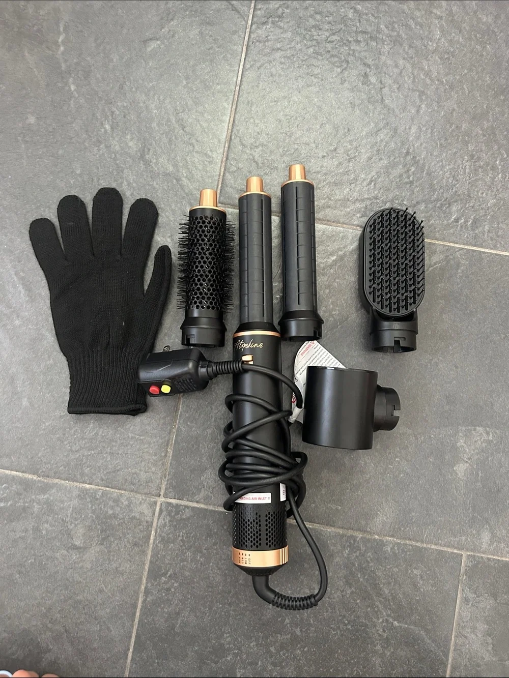 Multi-Head Hot Air Styling Brush - Black with Rose Gold Accents